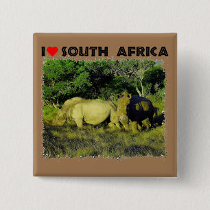 Bóton Quadrado 5.08cm I Heart South Africa Rhino Casal