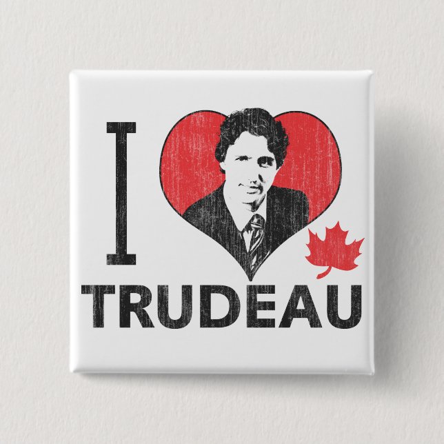 Bóton Quadrado 5.08cm I Heart Trudeau (Frente)