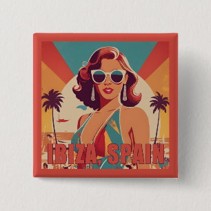 Bóton Quadrado 5.08cm Ibiza, Poster de viagens Espanha