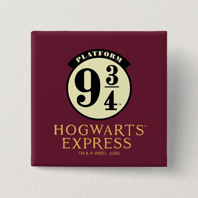 Bóton Quadrado 5.08cm Ícone da PLATAFORMA 9 3/4 EXPRESSO DE HOGWARTS™ (Frente)