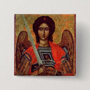 Bóton Quadrado 5.08cm Ícone do anjo Michael, grego, século XVIII