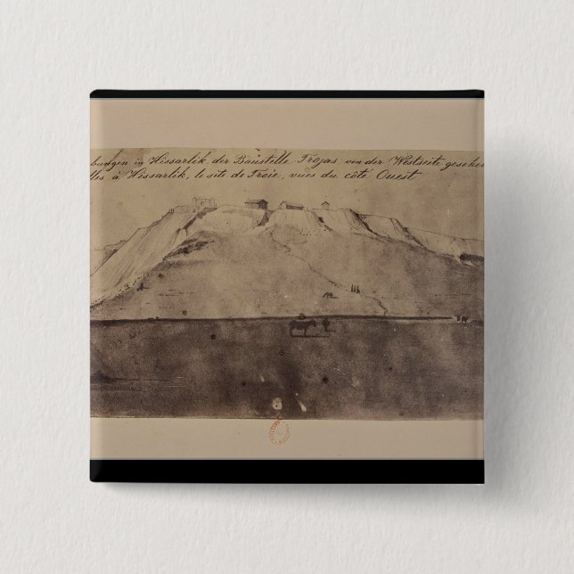 Bóton Quadrado 5.08cm Ideia das escavações de Troy vistas do oeste (Frente)