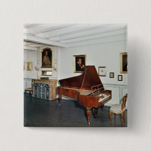 Bóton Quadrado 5.08cm Ideia de uma sala com um piano de cauda