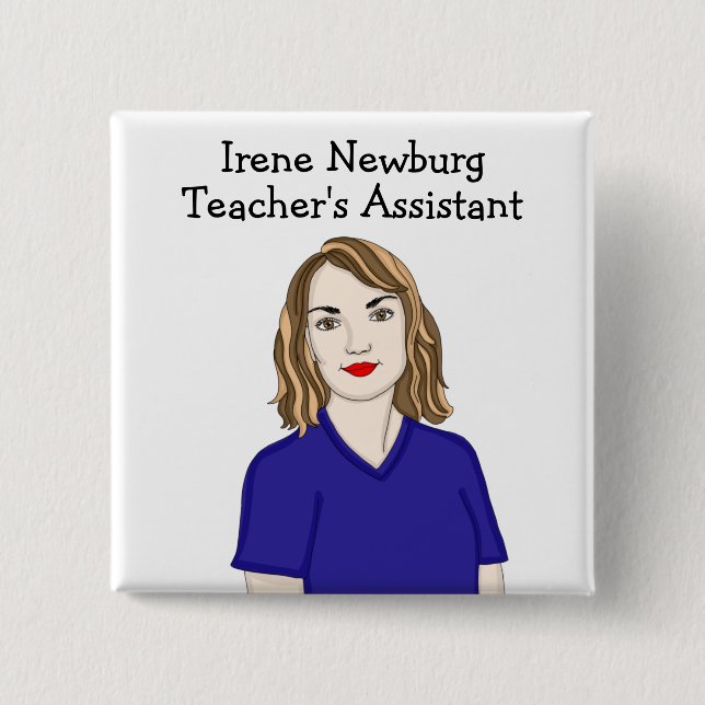 Bóton Quadrado 5.08cm Identificação Personalizada de Assistente de Profe (Frente)