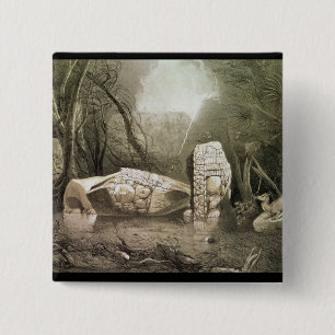 Bóton Quadrado 5.08cm Ídolo maia quebrado em Copan, Guatemala