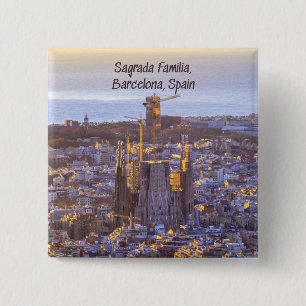 Bóton Quadrado 5.08cm Igreja Católica Sagrada Família, Barcelona, Espanh