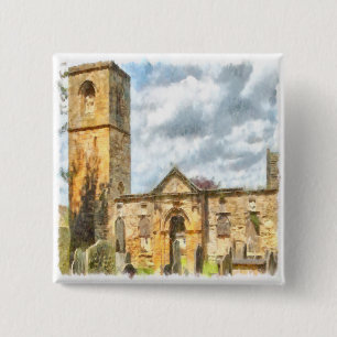 Bóton Quadrado 5.08cm Igreja da Arquitetura Gótica da Antiga Trindade