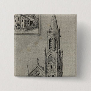 Bóton Quadrado 5.08cm Igreja da Assunção, Ansonia, Conn