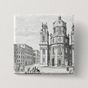 Bóton Quadrado 5.08cm Igreja de Notre Dame, Salzburg, Áustria, 'de