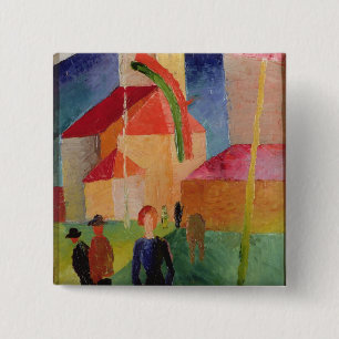 Bóton Quadrado 5.08cm Igreja decorada com bandeiras