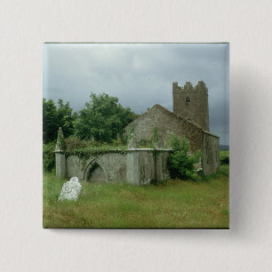 Bóton Quadrado 5.08cm Igreja e churchyard medievais