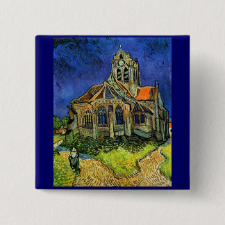 Bóton Quadrado 5.08cm Igreja em Auvers Van Gogh Fine Art