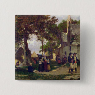 Bóton Quadrado 5.08cm Igreja em Brittany