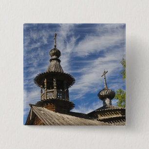 Bóton Quadrado 5.08cm Igreja Ortodoxa Russa tradicional de madeira