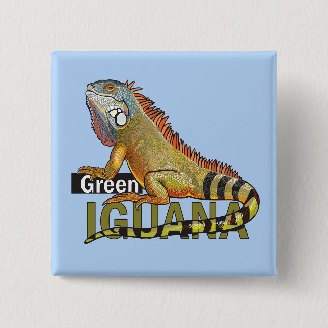Bóton Quadrado 5.08cm iguana verde (Frente)