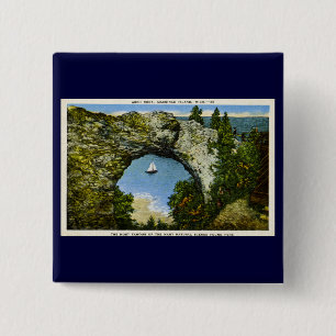 Bóton Quadrado 5.08cm Ilha de Mackinac da rocha do arco, Michigan