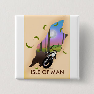 Bóton Quadrado 5.08cm Ilha de Man Motocicleta poster de viagens