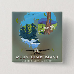 Bóton Quadrado 5.08cm Ilha Mount Desert, Condado de Hancock, Maine, EUA,