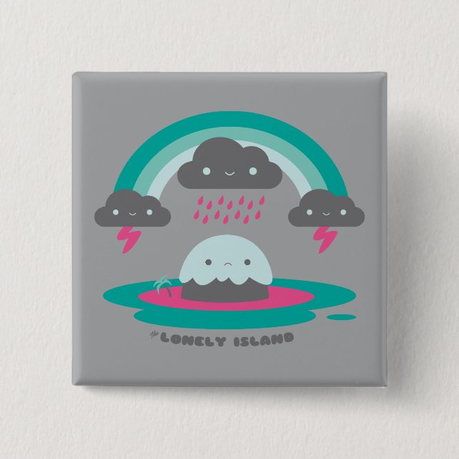 Bóton Quadrado 5.08cm Ilha triste 2 (Frente)