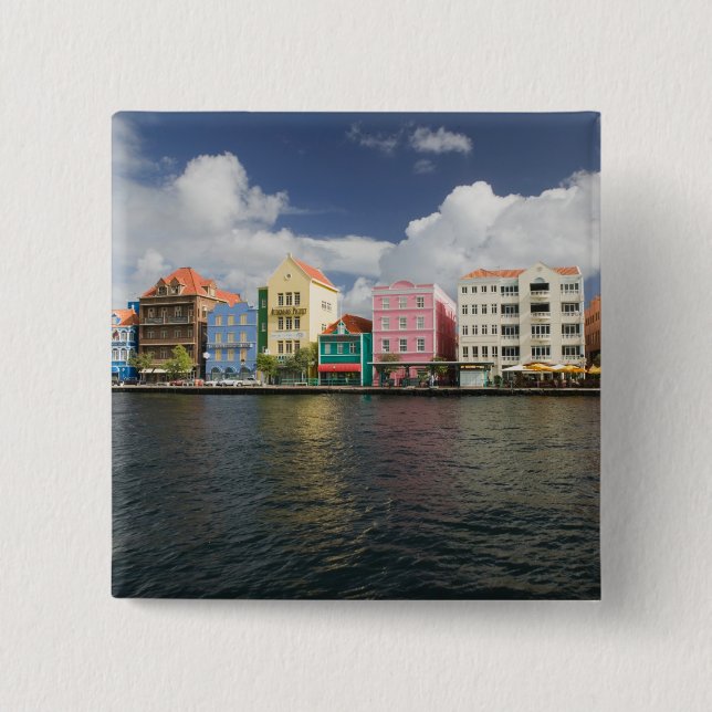 Bóton Quadrado 5.08cm Ilhas ABC, CURACAO, Willemstad: Harborfront (Frente)