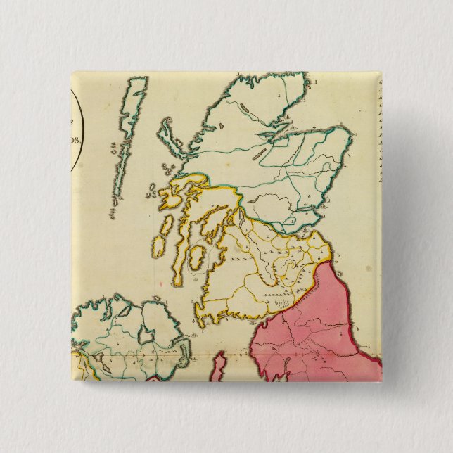 Bóton Quadrado 5.08cm Ilhas Britânicas de mapa simples (Frente)