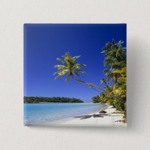 Bóton Quadrado 5.08cm Ilhas Cook com Palm na praia