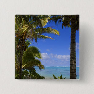 Bóton Quadrado 5.08cm Ilhas Cook com Palm na praia 2