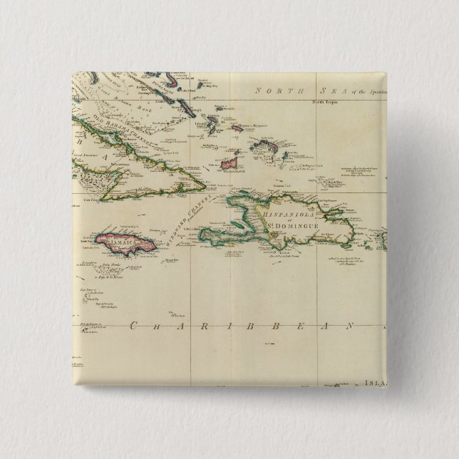 Bóton Quadrado 5.08cm Ilhas da Índia Ocidental 2 (Frente)