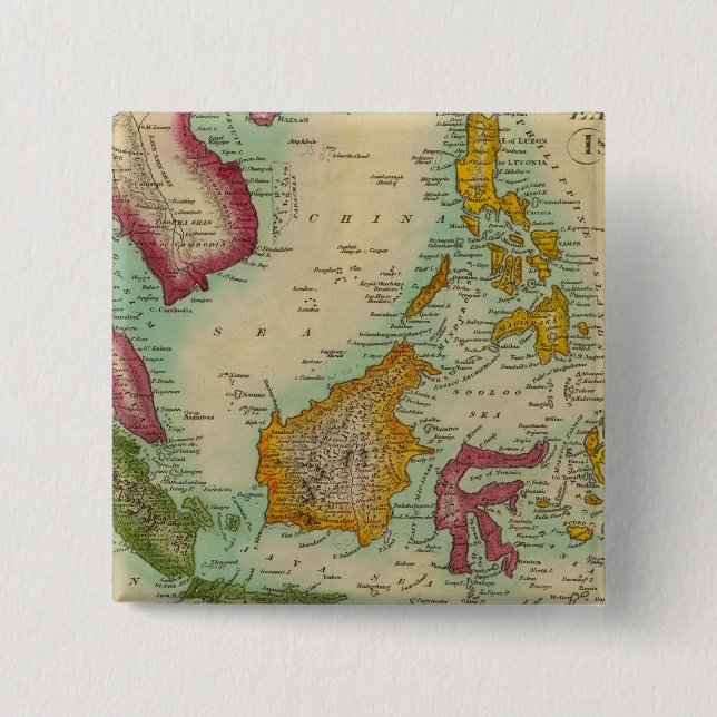 Bóton Quadrado 5.08cm Ilhas da Índia Oriental (Frente)