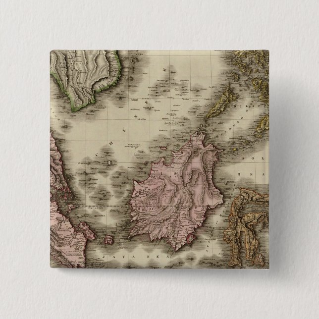 Bóton Quadrado 5.08cm Ilhas East India 3 (Frente)