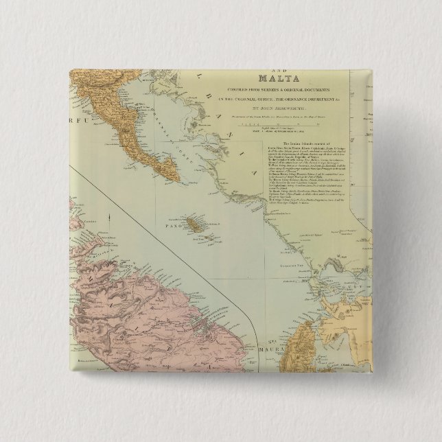 Bóton Quadrado 5.08cm Ilhas Jónicas, Malta (Frente)