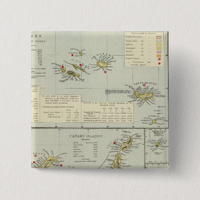 Bóton Quadrado 5.08cm Ilhas, Oceano Atlântico (Frente)