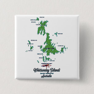 Bóton Quadrado 5.08cm Ilhas Whitsunday Austrália mapa pôster