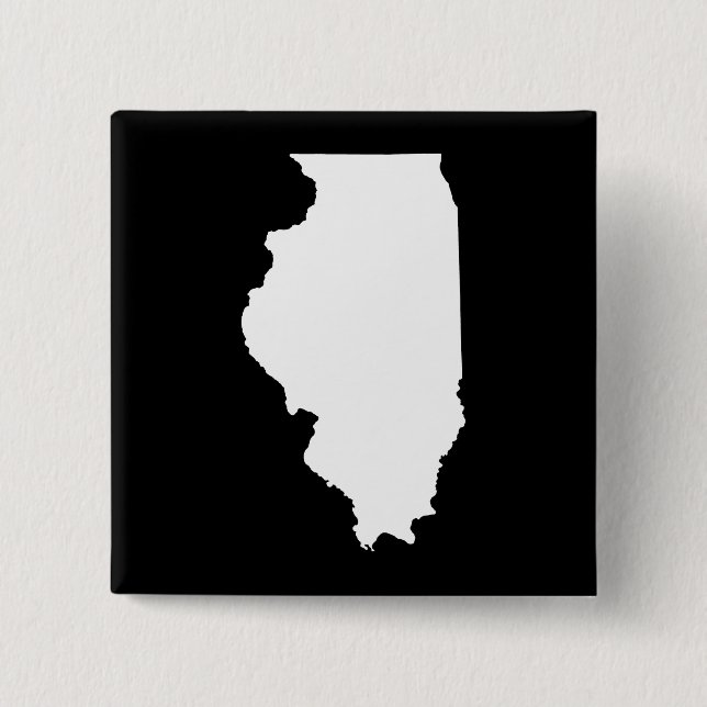 Bóton Quadrado 5.08cm Illinois em Branco e Preto (Frente)