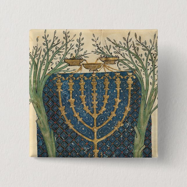 Bóton Quadrado 5.08cm Iluminação de um menorah, de (Frente)