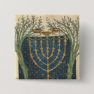 Bóton Quadrado 5.08cm Iluminação de um menorah, de