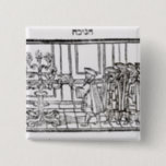 Bóton Quadrado 5.08cm Iluminando o Menorah<br><div class="desc">A iluminação da escola judaica o Menorah (woodcut) situado em um colecção privada.</div>