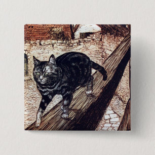 Bóton Quadrado 5.08cm Ilustração Castle Cat Rackham