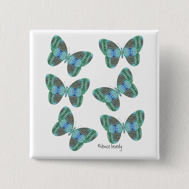 Bóton Quadrado 5.08cm Ilustração da borboleta borboleta (Frente)