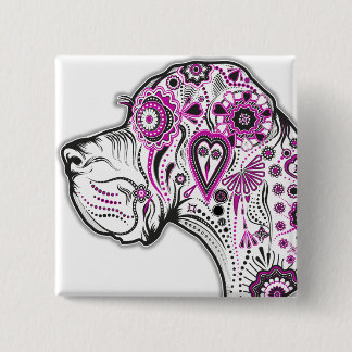 Bóton Quadrado 5.08cm Ilustração da Cabeça do Great Dane
