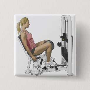 Bóton Quadrado 5.08cm Ilustração da mulher que usa o abdutor anca