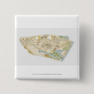 Bóton Quadrado 5.08cm Ilustração das pirâmides de Giza