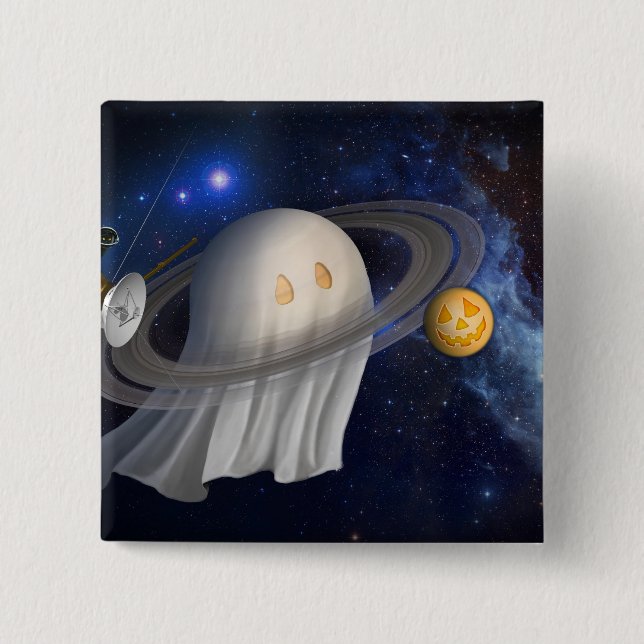 Bóton Quadrado 5.08cm Ilustração de Dia das Bruxas de um artista (Frente)