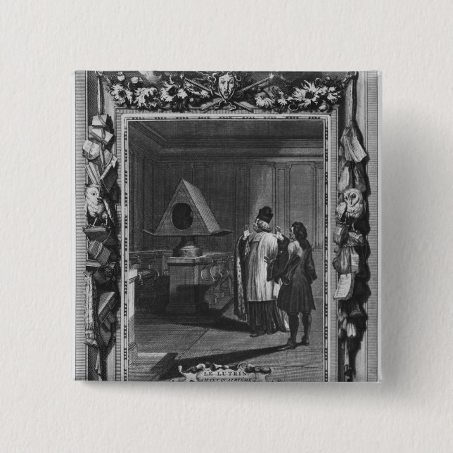 Bóton Quadrado 5.08cm Ilustração de "Le Lutrin" por Nicolas (Frente)