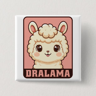 Bóton Quadrado 5.08cm Ilustração de lhama fofa design