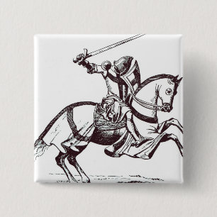 Bóton Quadrado 5.08cm Ilustração de um cavaleiro Templar