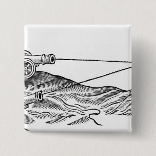 Bóton Quadrado 5.08cm Ilustração do fogo de canhão