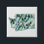 Bóton Quadrado 5.08cm Ilustração do Mapa do Estado de Washington<br><div class="desc">Veja este incrível mapa ilustrado do Estado de Washington! Veja meu compro para mais produtos e outros designs!</div>