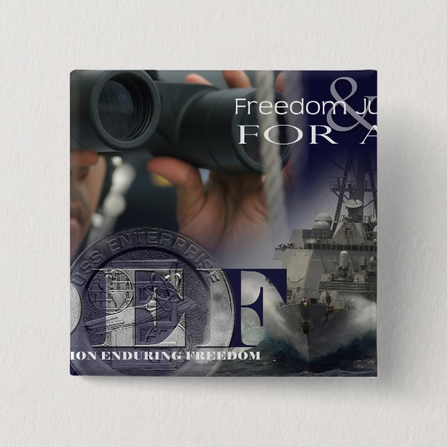 Bóton Quadrado 5.08cm Ilustração dos membros da tripulação (Frente)