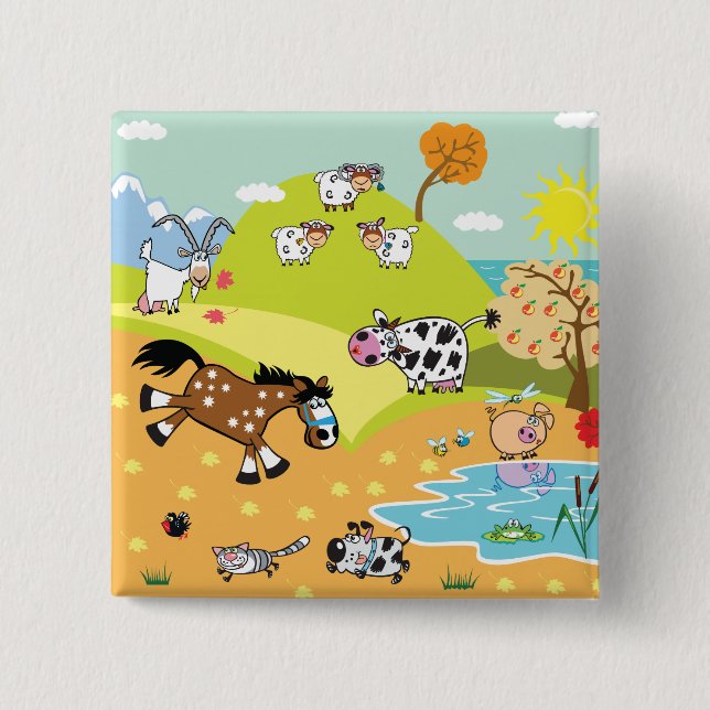 Bóton Quadrado 5.08cm ilustração infantil (Frente)